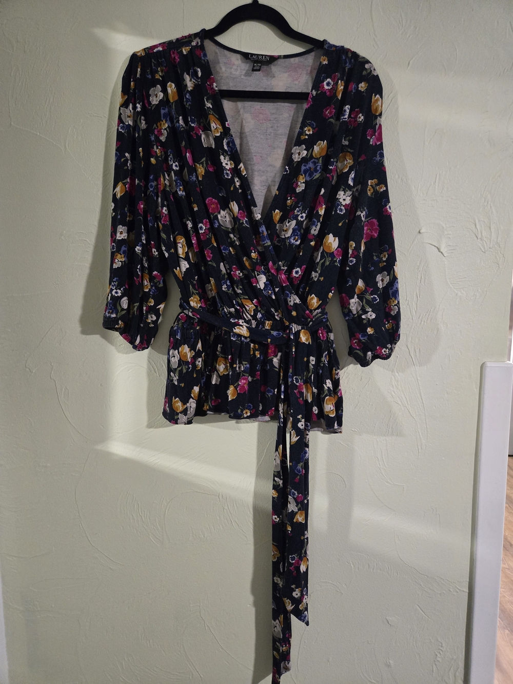 Lauren Ralph Lauren Floral Faux Wrap Peplum Blouse